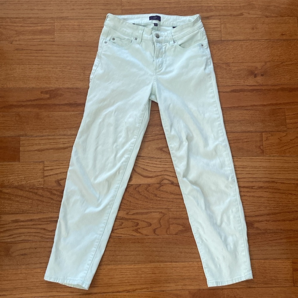 NYDJ light mint green print jeans ankle size 2